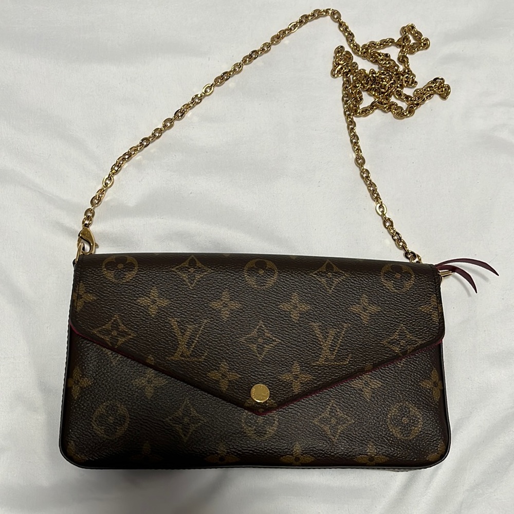 Monogram Pochette Felicie Chain Wallet Fuchia